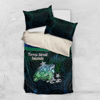 Torres Strait Islands Sea Turtle and Dhari Bedding Set Oceanic Indigenous Dotwork Tribal Illustration