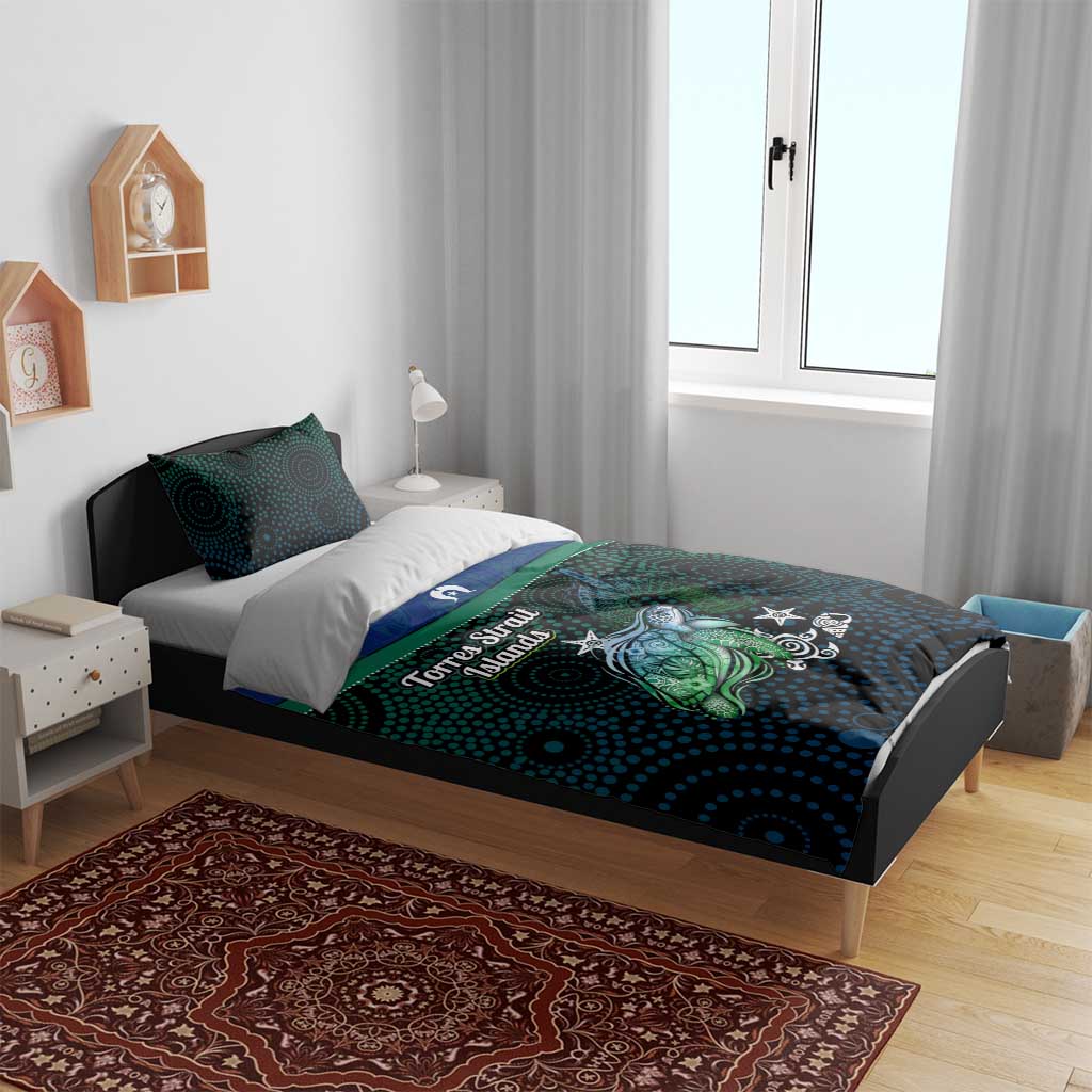 Torres Strait Islands Sea Turtle and Dhari Bedding Set Oceanic Indigenous Dotwork Tribal Illustration