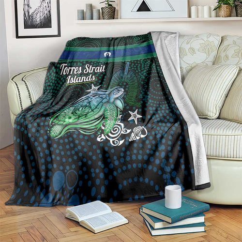 Torres Strait Islands Sea Turtle and Dhari Blanket Oceanic Indigenous Dotwork Tribal Illustration