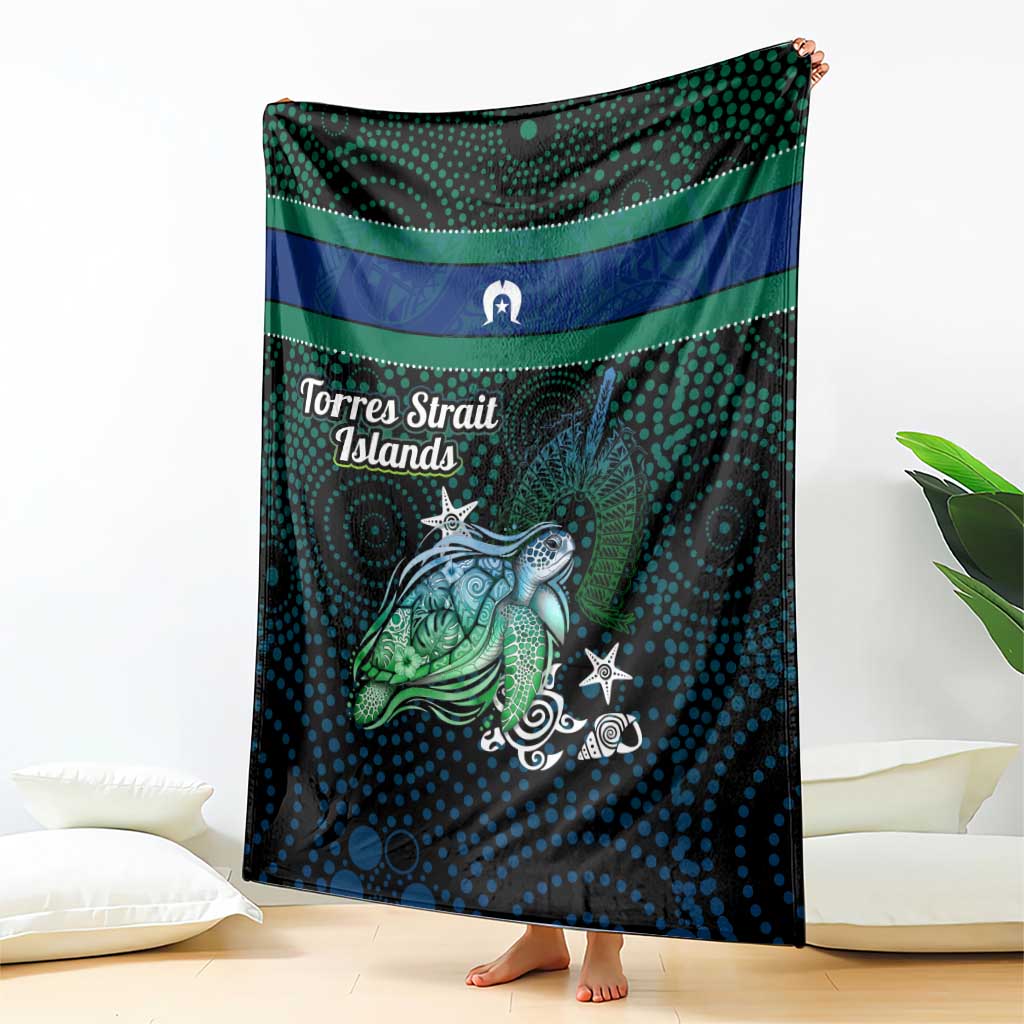 Torres Strait Islands Sea Turtle and Dhari Blanket Oceanic Indigenous Dotwork Tribal Illustration