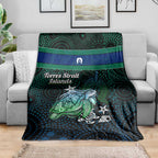 Torres Strait Islands Sea Turtle and Dhari Blanket Oceanic Indigenous Dotwork Tribal Illustration