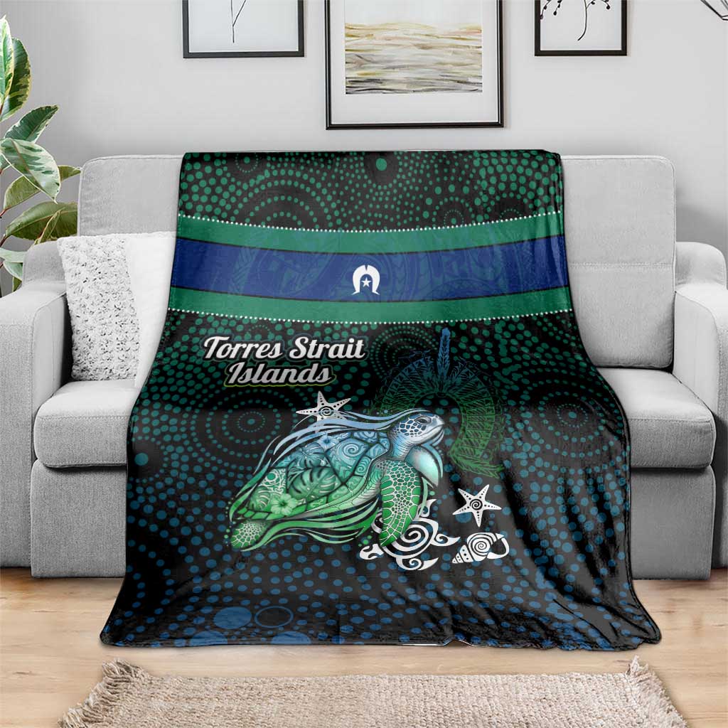 Torres Strait Islands Sea Turtle and Dhari Blanket Oceanic Indigenous Dotwork Tribal Illustration