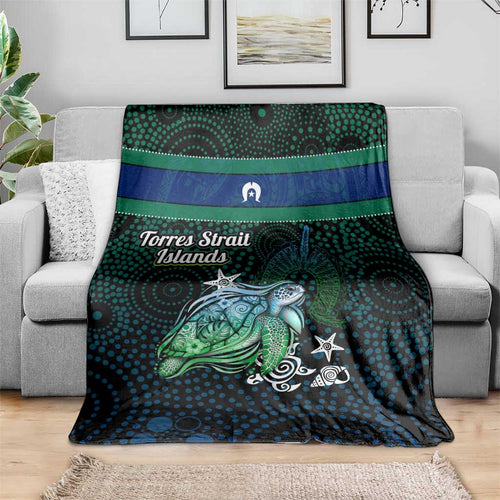 Torres Strait Islands Sea Turtle and Dhari Blanket Oceanic Indigenous Dotwork Tribal Illustration