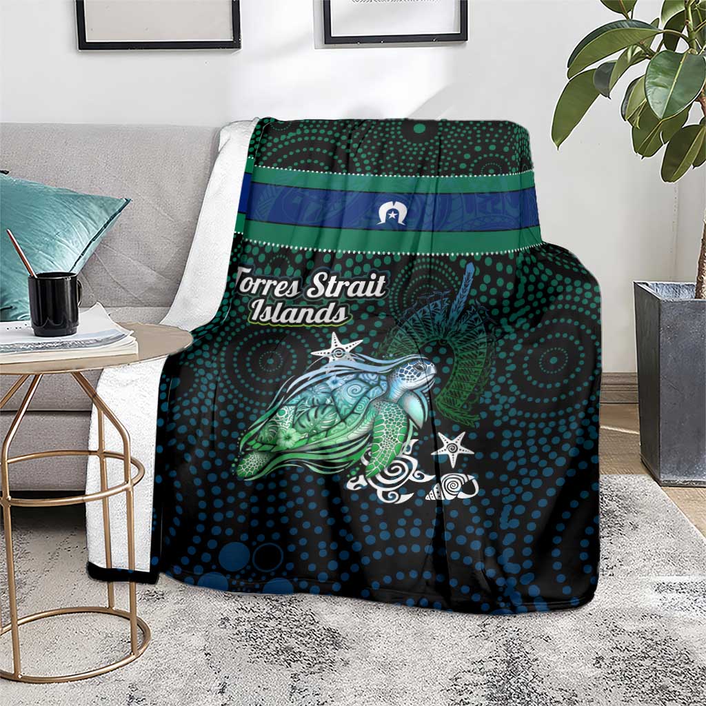 Torres Strait Islands Sea Turtle and Dhari Blanket Oceanic Indigenous Dotwork Tribal Illustration