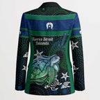 Torres Strait Islands Sea Turtle and Dhari Blazer Oceanic Indigenous Dotwork Tribal Illustration
