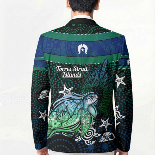 Torres Strait Islands Sea Turtle and Dhari Blazer Oceanic Indigenous Dotwork Tribal Illustration