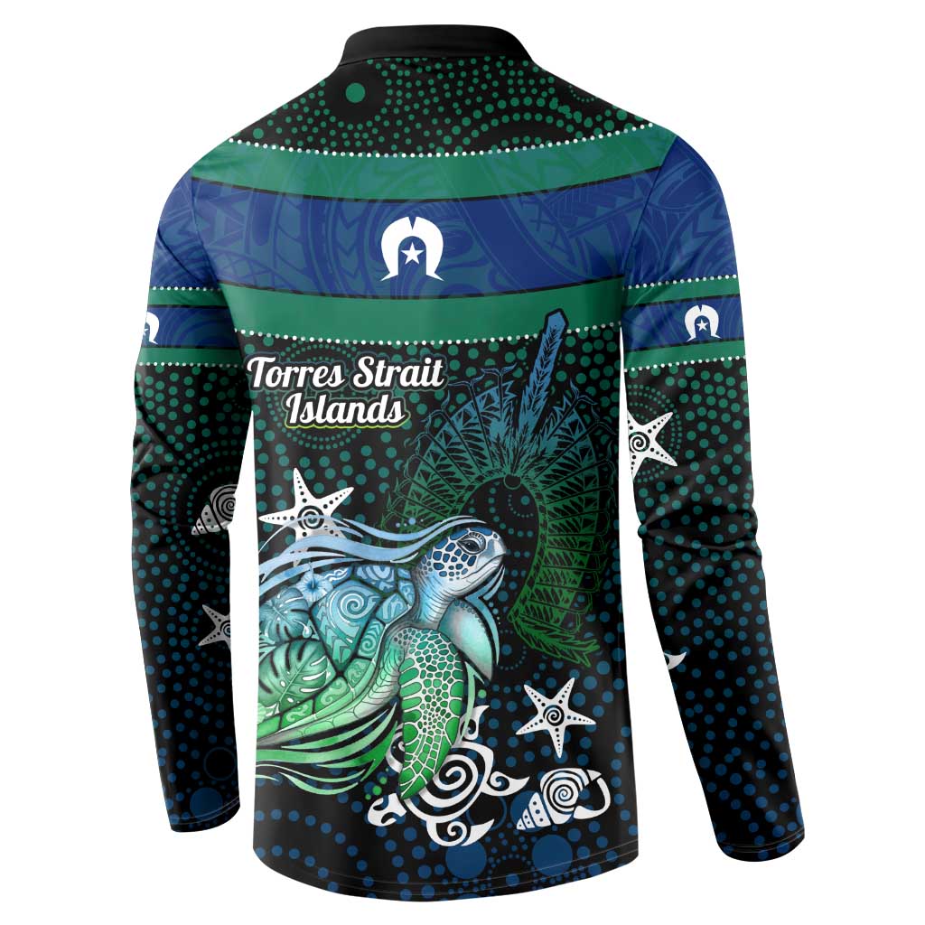 Torres Strait Islands Sea Turtle and Dhari Button Sweatshirt Oceanic Indigenous Dotwork Tribal Illustration