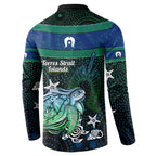 Torres Strait Islands Sea Turtle and Dhari Button Sweatshirt Oceanic Indigenous Dotwork Tribal Illustration