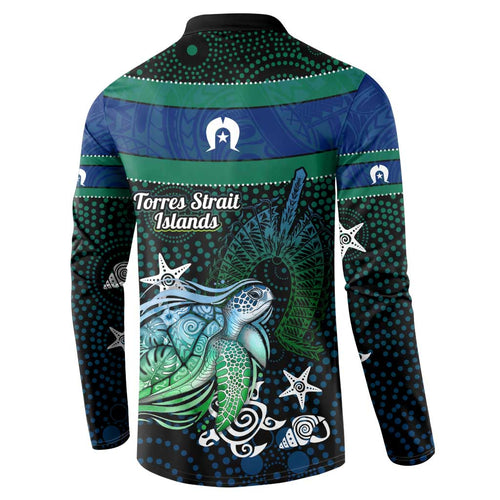 Torres Strait Islands Sea Turtle and Dhari Button Sweatshirt Oceanic Indigenous Dotwork Tribal Illustration