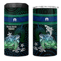 Torres Strait Islands Sea Turtle and Dhari 4 in 1 Can Cooler Tumbler Oceanic Indigenous Dotwork Tribal Illustration