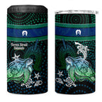 Torres Strait Islands Sea Turtle and Dhari 4 in 1 Can Cooler Tumbler Oceanic Indigenous Dotwork Tribal Illustration