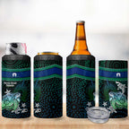 Torres Strait Islands Sea Turtle and Dhari 4 in 1 Can Cooler Tumbler Oceanic Indigenous Dotwork Tribal Illustration