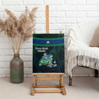 Torres Strait Islands Sea Turtle and Dhari Canvas Wall Art Oceanic Indigenous Dotwork Tribal Illustration