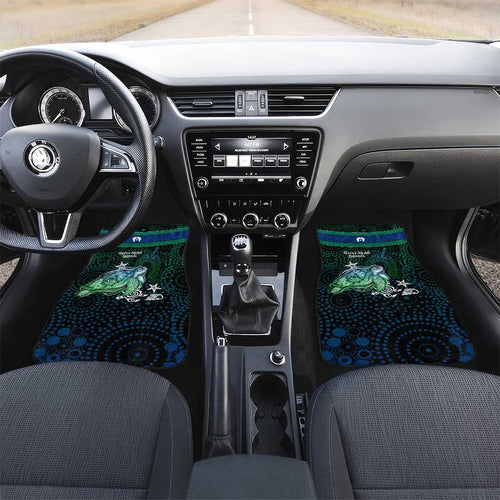 Torres Strait Islands Sea Turtle and Dhari Car Mats Oceanic Indigenous Dotwork Tribal Illustration