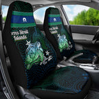 Torres Strait Islands Sea Turtle and Dhari Car Seat Cover Oceanic Indigenous Dotwork Tribal Illustration