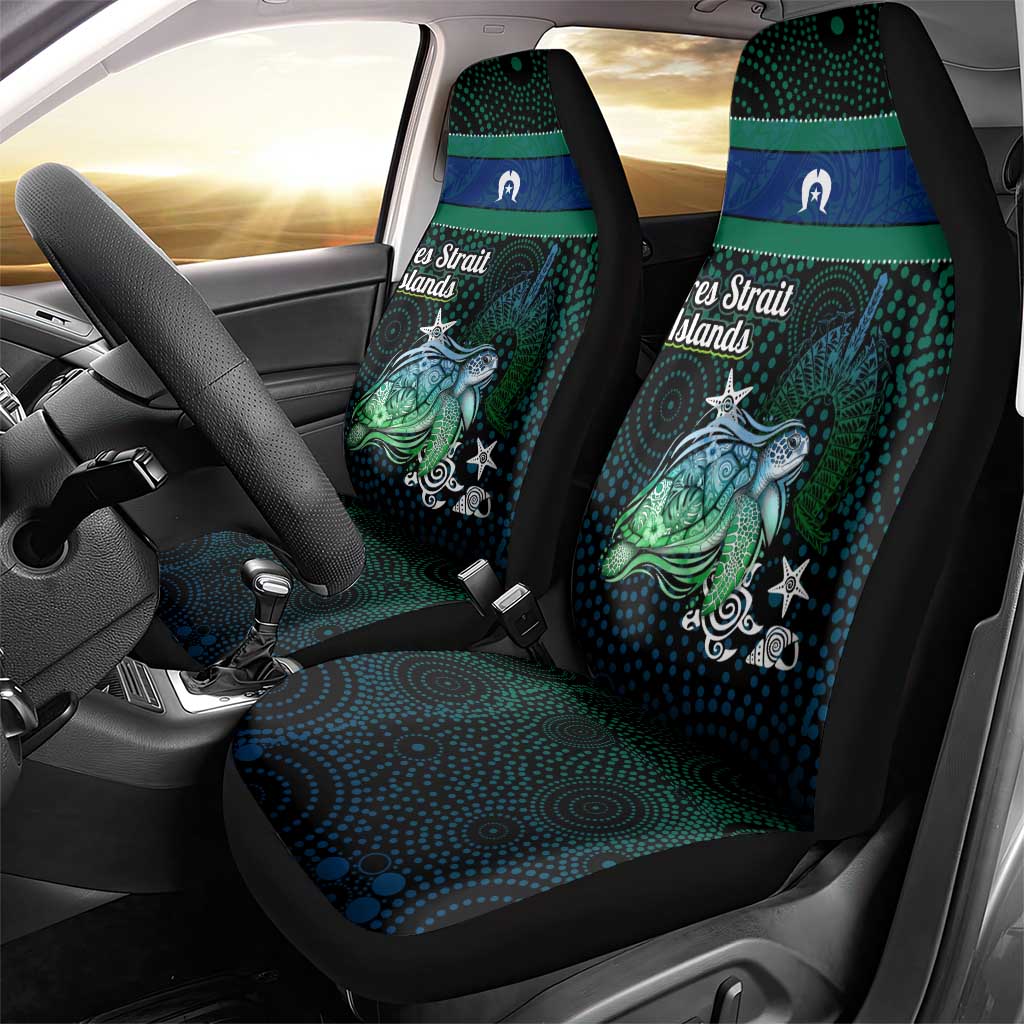 Torres Strait Islands Sea Turtle and Dhari Car Seat Cover Oceanic Indigenous Dotwork Tribal Illustration