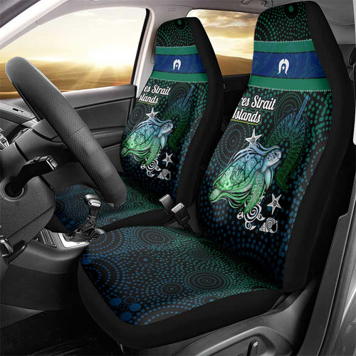 Torres Strait Islands Sea Turtle and Dhari Car Seat Cover Oceanic Indigenous Dotwork Tribal Illustration