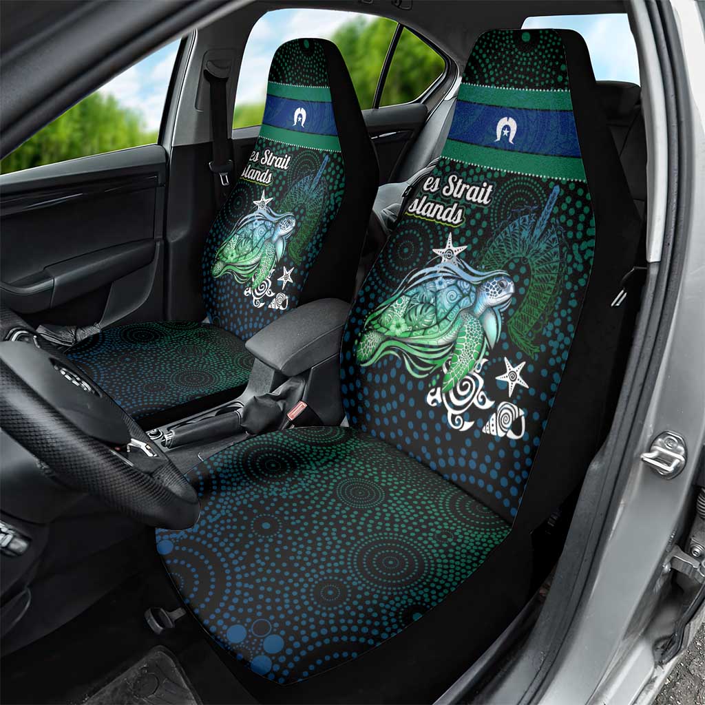 Torres Strait Islands Sea Turtle and Dhari Car Seat Cover Oceanic Indigenous Dotwork Tribal Illustration