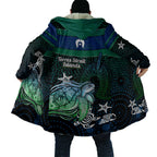 Torres Strait Islands Sea Turtle and Dhari Cloak Oceanic Indigenous Dotwork Tribal Illustration