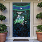 Torres Strait Islands Sea Turtle and Dhari Door Cover Oceanic Indigenous Dotwork Tribal Illustration