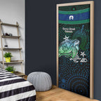 Torres Strait Islands Sea Turtle and Dhari Door Cover Oceanic Indigenous Dotwork Tribal Illustration