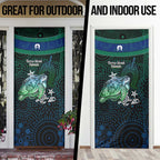 Torres Strait Islands Sea Turtle and Dhari Door Cover Oceanic Indigenous Dotwork Tribal Illustration