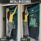 Torres Strait Islands Sea Turtle and Dhari Door Cover Oceanic Indigenous Dotwork Tribal Illustration