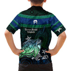 Torres Strait Islands Sea Turtle and Dhari Family Matching Off Shoulder Maxi Dress and Hawaiian Shirt Oceanic Indigenous Dotwork Tribal Illustration