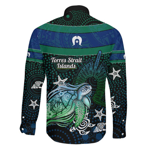 Torres Strait Islands Sea Turtle and Dhari Family Matching Off Shoulder Short Dress and Hawaiian Shirt Oceanic Indigenous Dotwork Tribal Illustration