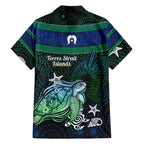 Torres Strait Islands Sea Turtle and Dhari Family Matching Puletasi and Hawaiian Shirt Oceanic Indigenous Dotwork Tribal Illustration