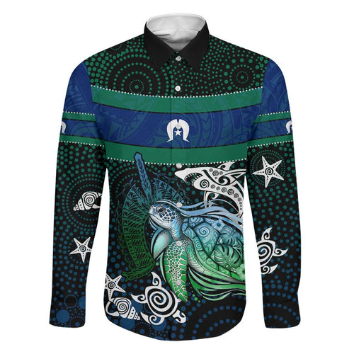 Torres Strait Islands Sea Turtle and Dhari Family Matching Short Sleeve Bodycon Dress and Hawaiian Shirt Oceanic Indigenous Dotwork Tribal Illustration
