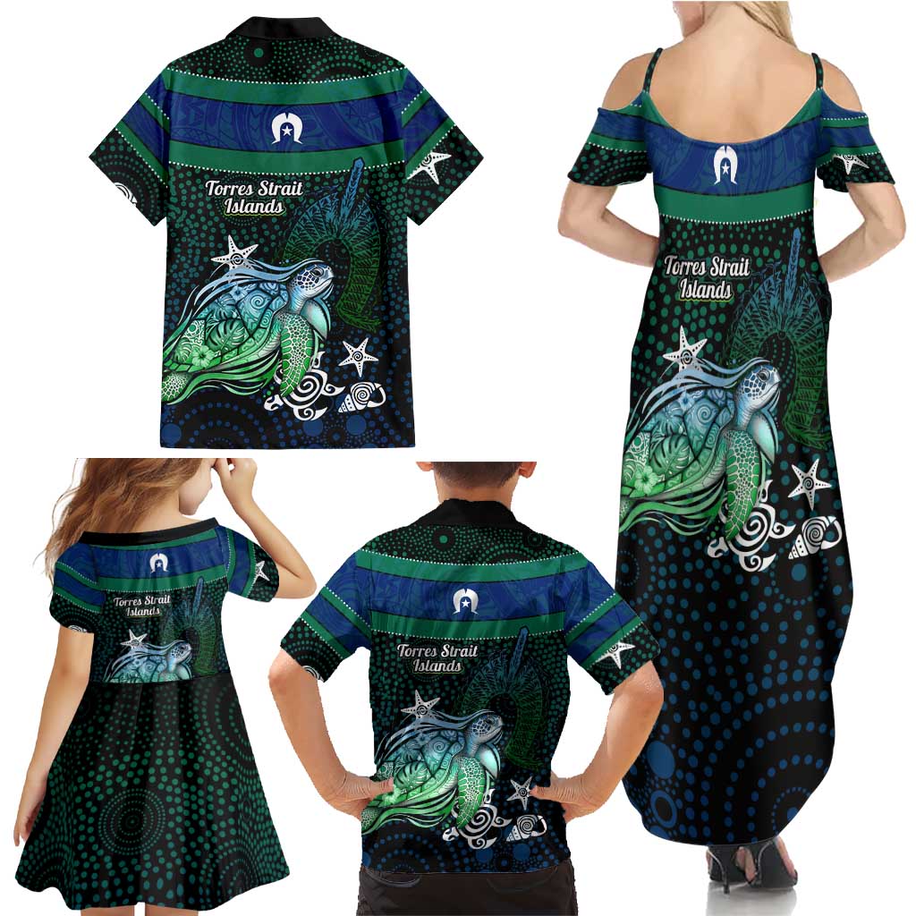 Torres Strait Islands Sea Turtle and Dhari Family Matching Summer Maxi Dress and Hawaiian Shirt Oceanic Indigenous Dotwork Tribal Illustration