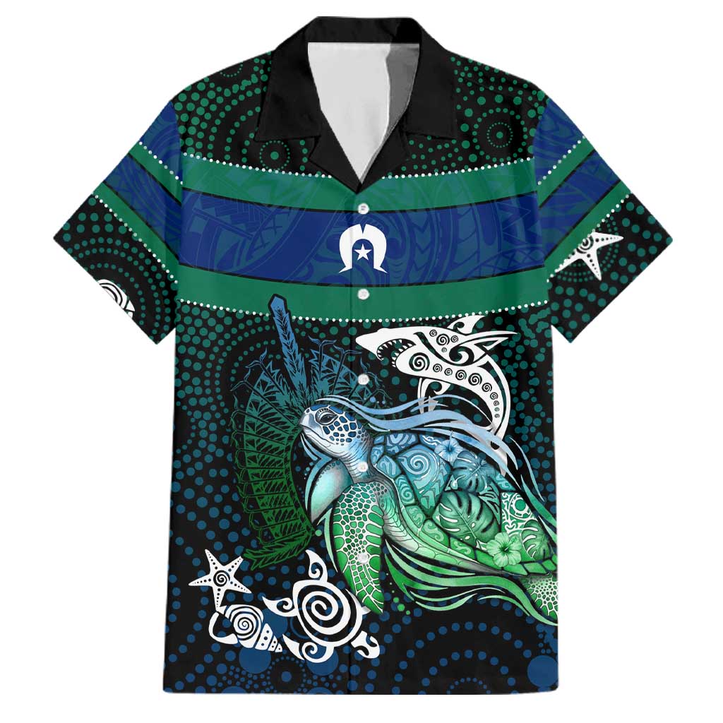 Torres Strait Islands Sea Turtle and Dhari Family Matching Summer Maxi Dress and Hawaiian Shirt Oceanic Indigenous Dotwork Tribal Illustration