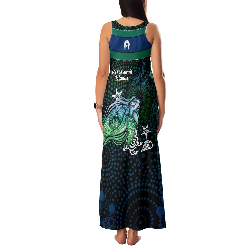 Torres Strait Islands Sea Turtle and Dhari Family Matching Tank Maxi Dress and Hawaiian Shirt Oceanic Indigenous Dotwork Tribal Illustration