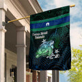 Torres Strait Islands Sea Turtle and Dhari Garden Flag Oceanic Indigenous Dotwork Tribal Illustration