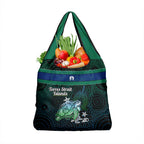 Torres Strait Islands Sea Turtle and Dhari Grocery Bag Oceanic Indigenous Dotwork Tribal Illustration