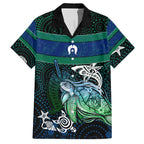 Torres Strait Islands Sea Turtle and Dhari Hawaiian Shirt Oceanic Indigenous Dotwork Tribal Illustration