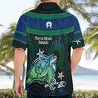 Torres Strait Islands Sea Turtle and Dhari Hawaiian Shirt Oceanic Indigenous Dotwork Tribal Illustration
