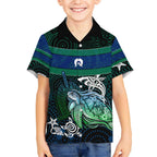 Torres Strait Islands Sea Turtle and Dhari Hawaiian Shirt Oceanic Indigenous Dotwork Tribal Illustration