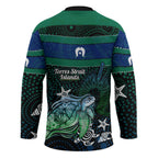 Torres Strait Islands Sea Turtle and Dhari Hockey Jersey Oceanic Indigenous Dotwork Tribal Illustration