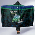 Torres Strait Islands Sea Turtle and Dhari Hooded Blanket Oceanic Indigenous Dotwork Tribal Illustration