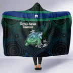 Torres Strait Islands Sea Turtle and Dhari Hooded Blanket Oceanic Indigenous Dotwork Tribal Illustration