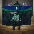 Torres Strait Islands Sea Turtle and Dhari Hooded Blanket Oceanic Indigenous Dotwork Tribal Illustration