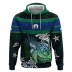 Torres Strait Islands Sea Turtle and Dhari Hoodie Oceanic Indigenous Dotwork Tribal Illustration