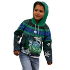 Torres Strait Islands Sea Turtle and Dhari Kid Hoodie Oceanic Indigenous Dotwork Tribal Illustration