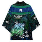Torres Strait Islands Sea Turtle and Dhari Kimono Oceanic Indigenous Dotwork Tribal Illustration