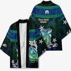 Torres Strait Islands Sea Turtle and Dhari Kimono Oceanic Indigenous Dotwork Tribal Illustration