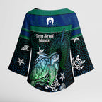Torres Strait Islands Sea Turtle and Dhari Kimono Sleeve Blouse Oceanic Indigenous Dotwork Tribal Illustration