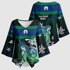 Torres Strait Islands Sea Turtle and Dhari Kimono Sleeve Blouse Oceanic Indigenous Dotwork Tribal Illustration