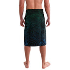 Torres Strait Islands Sea Turtle and Dhari Lavalava Oceanic Indigenous Dotwork Tribal Illustration